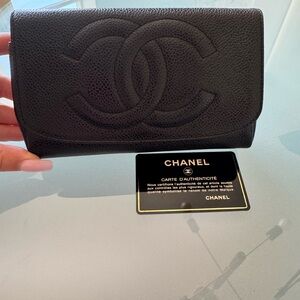 CHANEL Authentic Vintage Cosmetic Pouch with Mirror